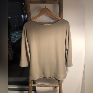 Aritzia Babaton Taupe Longsleeve Blouse